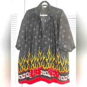 Mens casino graphic button up shirt size 2XLT